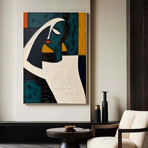 Mintura handgefertigte Ölgemälde mit abstrakter Textur auf Leinwand, Wandkunst, Dekoration, modernes Bild für die Inneneinrichtung, gerolltes, rahmenloses, ungedehntes Gemälde Image