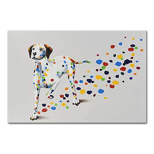Mintura handgefertigtes Hundetier-Ölgemälde auf Leinwand, Wandkunst, Dekoration, modernes abstraktes Bild für Wohnkultur, gerolltes, rahmenloses, ungedehntes Gemälde Image