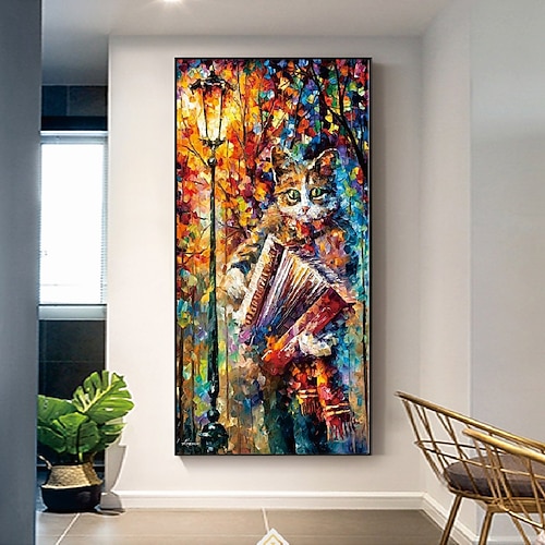 handgefertigte handgemalte Wandkunst moderne abstrakte Leonid Afremov Katze Heimdekoration Dekor gerollte Leinwand ohne Rahmen ungedehnt Image
