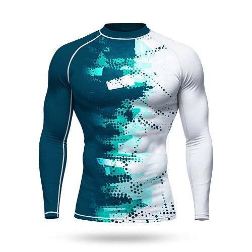 Herren Standard Anti UV Shirt T-Shirt zum Schwimmen Geometrisch Farbverlauf Abstrakt UPF50 UV Schutz Schnelltrocknend Langarm Bademode Schutz gegen Hautausschlag Surfen Kanufahren Strand Sommer Image