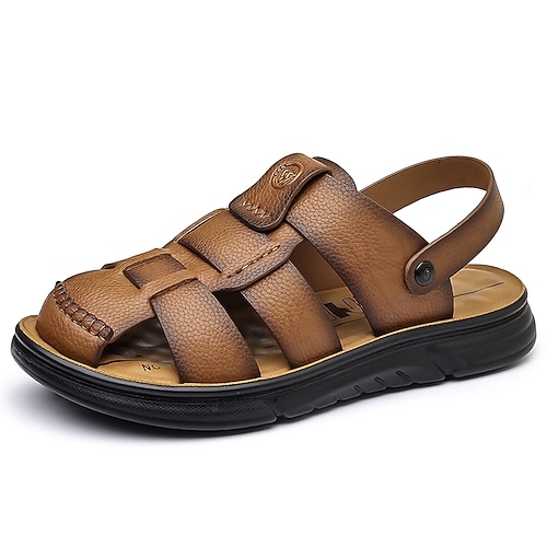 Lässige Herren-Sommersandalen aus Kunstleder – atmungsaktive Riemen, verstellbarer Absatz und Fußbett, leichter Tragekomfort, perfekt für Strandurlaub, Resort, Pool und Freizeit im Freien Image