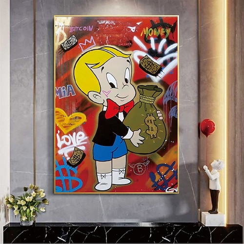 Handgefertigtes handgemaltes Ölgemälde Wand moderne abstrakte Malerei Alec Monopol Street Art Geld Leinwand Gemälde Heimdekoration Dekor gerollte Leinwand kein Rahmen ungedehnt Image