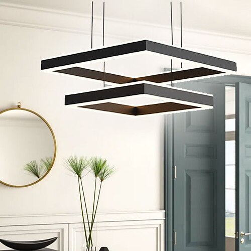 80 cm LED Pendelleuchte Kronleuchter geschichtet moderne Luxus nordische Lampen quadratisches Wohnzimmer Image