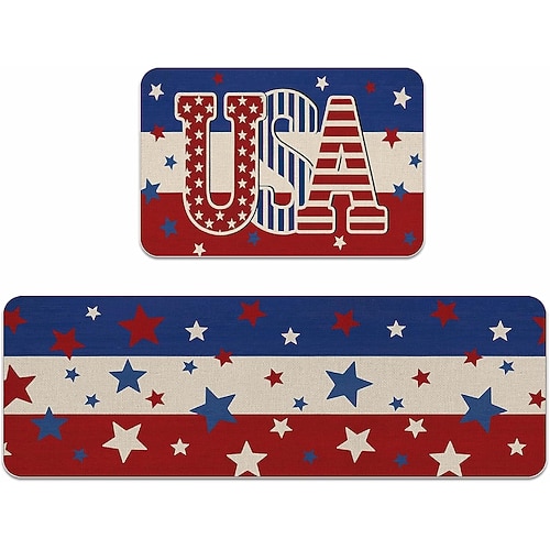 Fußmatte zum 250. Jahrestag der USA, Badezimmerteppich, patriotischer Läufer, Küchenmatte zum Unabhängigkeitstag, Freiheitstag, 4. Juli, Gedenktag, rutschfeste Bodendekoration Image