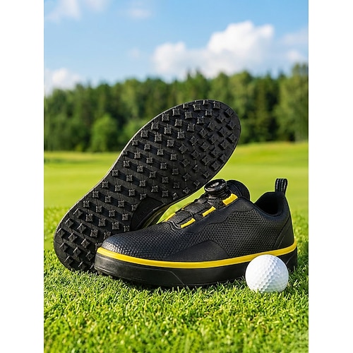 Damen-Golfschuhe ohne Spikes mit Drehverschluss, wasserdichte und atmungsaktive Golfschuhe mit griffiger Gummisohle für Training und Spaziergänge Outdoor-Sportarten Image