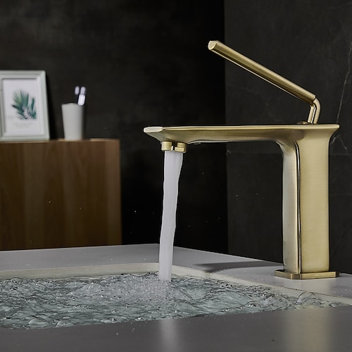 Waschbecken-Mischbatterie Messing, hoch/kurz Badarmatur Einhand-Einloch-Deck montiert mit Kalt-Warm-Schlauch-Badarmaturen Gefäß-Wasserhahn Image