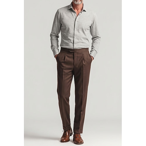 Herren Baumwollmischung Leinen Anzughose Freizeithose Täglich Geschäft Lang Elegant Mode Formell Hosen Dunkelmarine Meeresblau Dunkelgrün Frühling Sommer Einfarbig Normale Passform Unelastisch Image