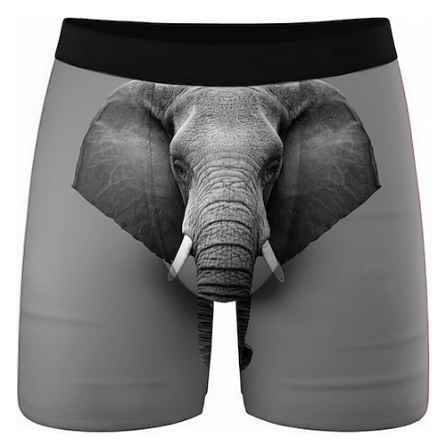 Herren Tiermotiv Elefant Dehnbare Boxershorts Badeshorts Boxer-Badeshorts Hawaiianisch Lässig Heim Strandurlaub Elastischer Bund Feuchtigkeitsableitend Atmungsaktive Unterwäsche Designer Bekleidung Image