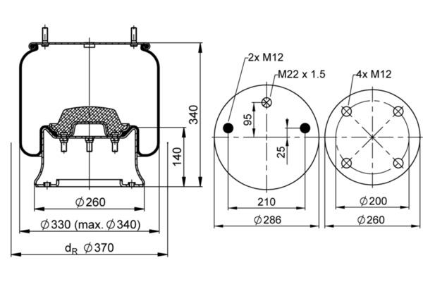 PHOENIX Federbalg, Luftfederung 1 D 28 A-10 Universal Image