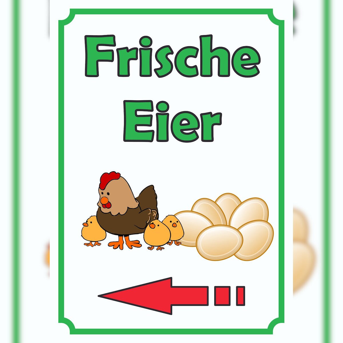HB-Druck Verkaufsschild Schild Eier Hochkant mit Pfeil links A6 (105x148mm) Image
