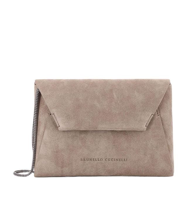 Logo Debossed Envelope Shoulder Bag - Natural - Brunello Cucinelli Clutches