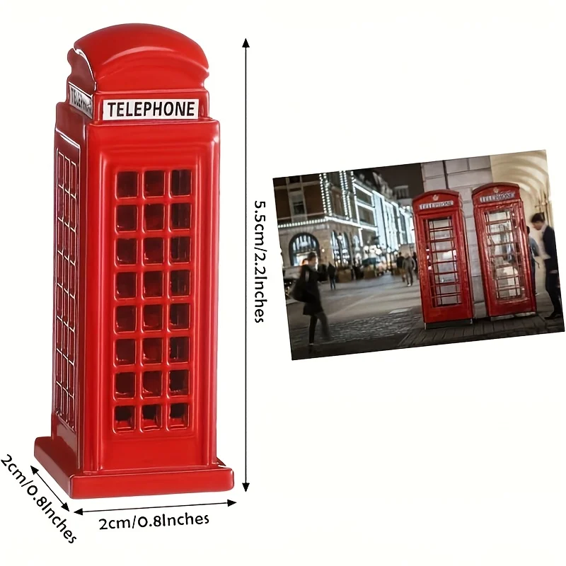 Vintage Metal Telephone Booth Decorations - Red British Style with 