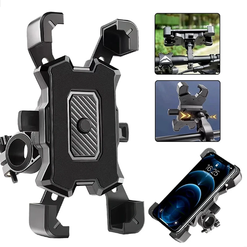 360 Degree Rotatable Bike Phone Holder Universal Bicycle Riding Motorcycle Smart Phone Stand Shockproof Mobile Phone GPS Bracket