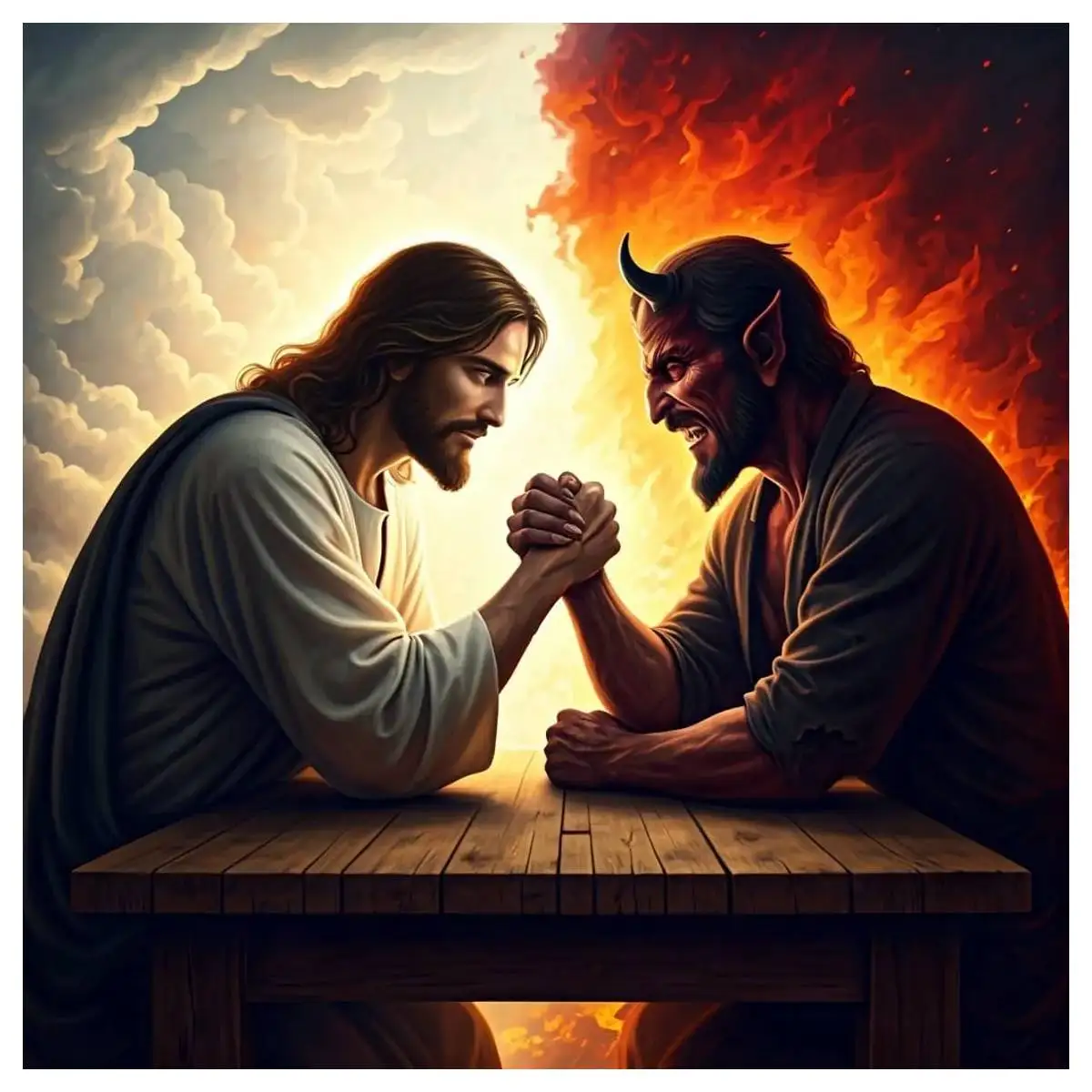 Die Schlacht zwischen Engeln und Dämonen 40X40CM/15,74 Zoll Kreuzstichset DIY 11CT/14CT Stickerei hängend Image