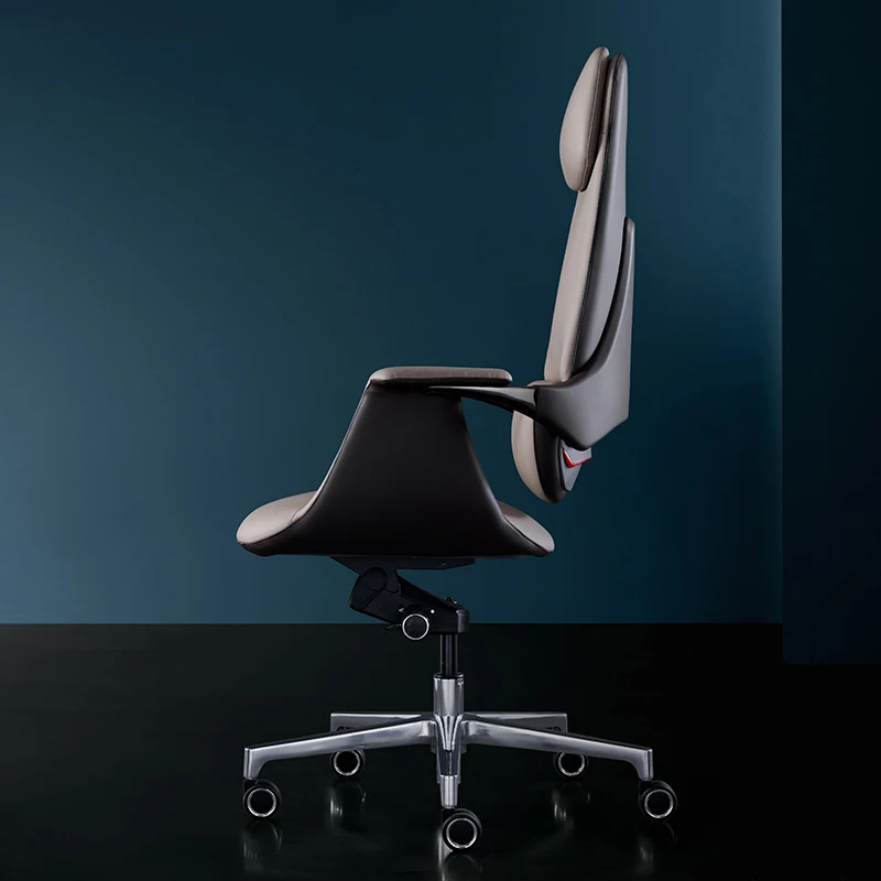 Wendy italienischer minimalistischer Stuhl, Leder, Chef, Arbeitszimmer, Computer, Büro, bequemer Stuhl, Drehstuhl, Chaisse-Möbel aus Rindsleder