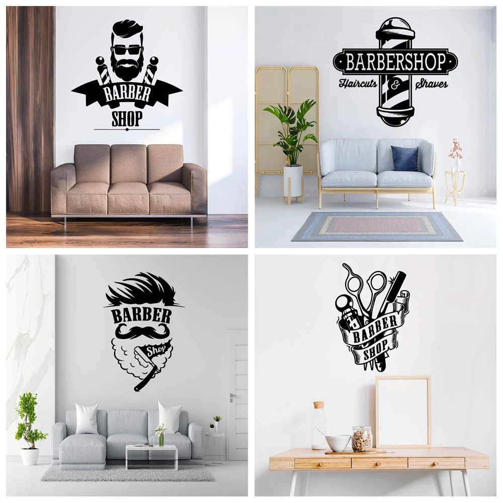 Barbershop Aufkleber wasserdichte Vinyl Tapete Wohnkultur Wand kunst Aufkleber Wandbilder Image