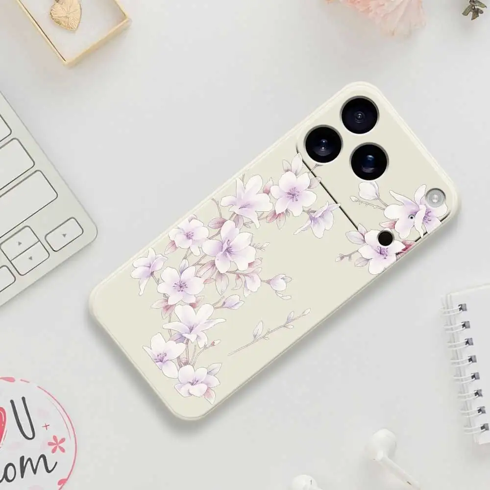 Elegante florale Handyhülle für iPhone 17 Pro Max 17 Air 16 15 14 Plus 13 12 11 Pro Max XS Max XR 7 8 Plus 16E Silikon Soft Cover