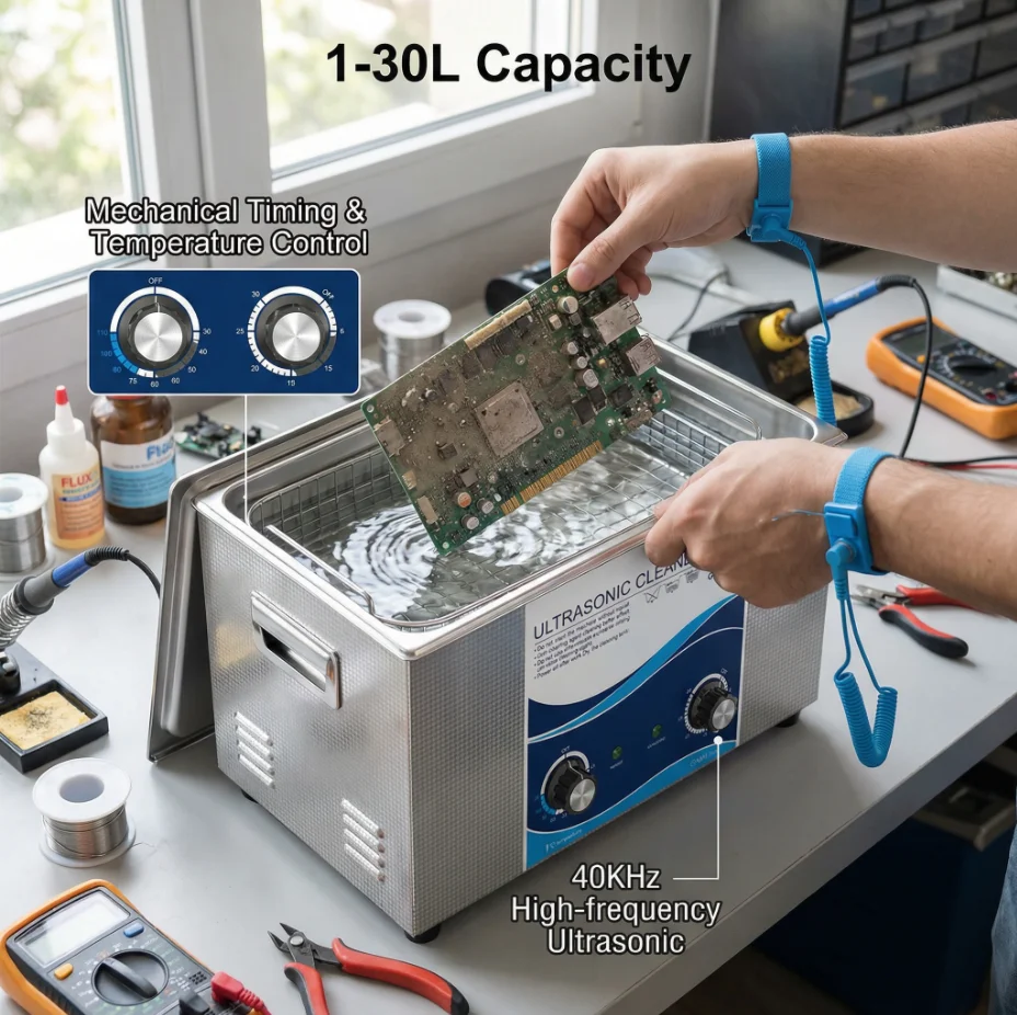 Granbosonic 22L elektrischer Ultraschallreiniger 40KHz Tabletop PCB Waschmaschine Haushaltsreinigungsgerät für Elektronik Image