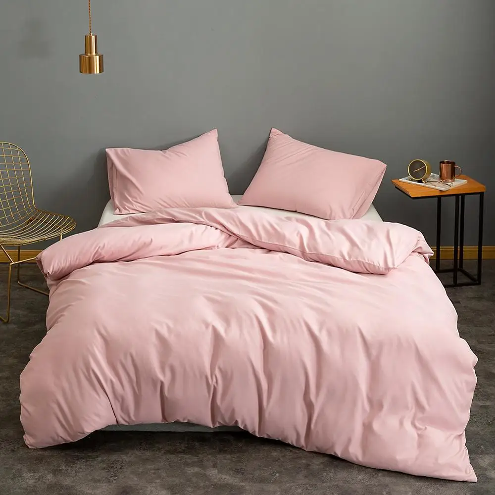 1 Stück Bettbezug, rosa Bettbezug, Kissenbezug für Mädchen, einfarbig, Pociel 200 x 220, Bettbezug, King-Size-Bett (kein Kissenbezug) Image