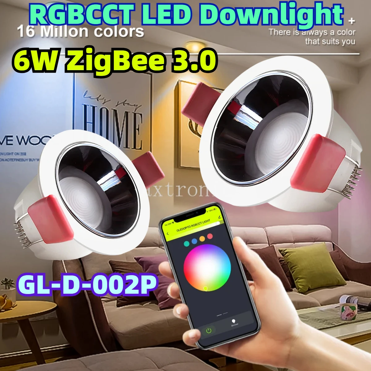 6W ZigBee 3.0 RGBCCT LED Downlight GL-D-002P CRI 90+ Einbauleuchte App Sprachfernbedienung SmartHome Deckenleuchte für Zimmer