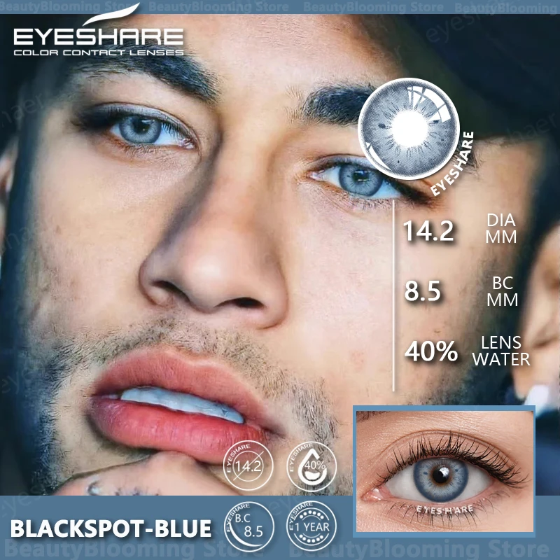 EYESHARE 2 Stück farbige Kontaktlinsen für Augen, blaue Linse, Kontaktlinse, natürliches Aussehen, farbige Linsen, jährliche Augen-Kontaktlinse für Männer Image
