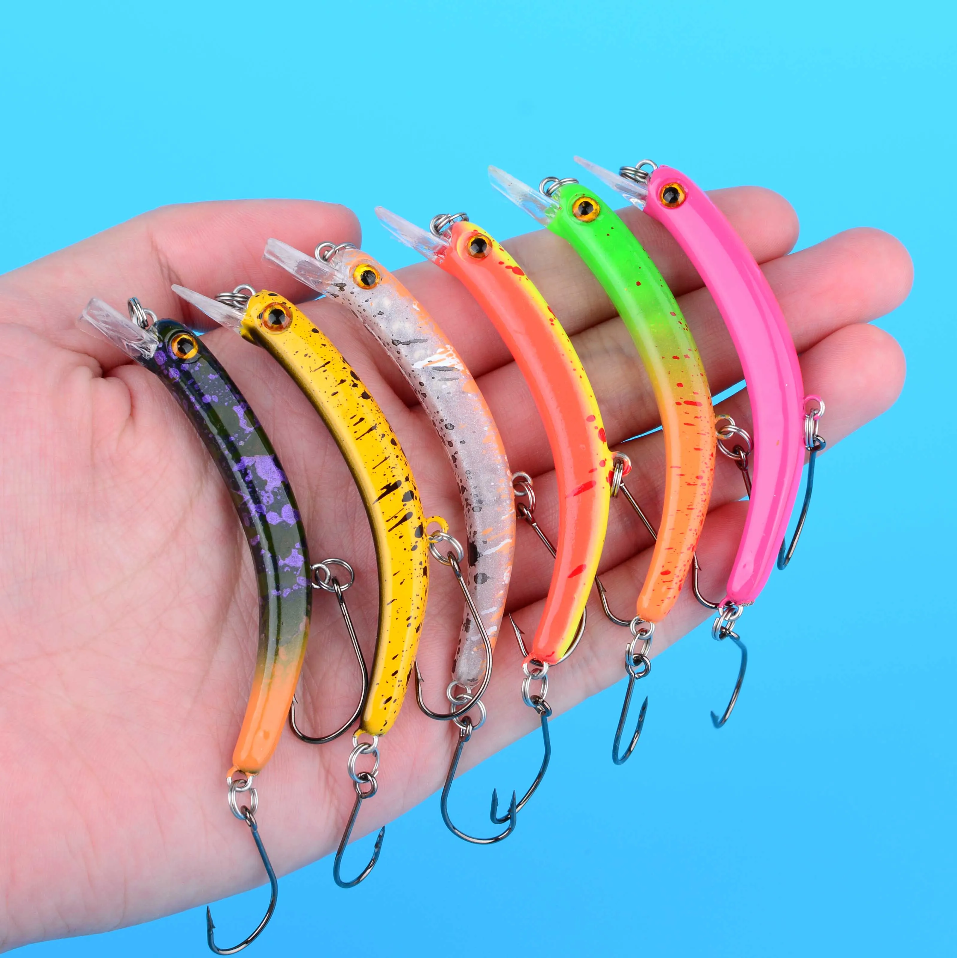 6Pcs Köder Angeln Locken Wobbler 3D Augen Künstliche Kunststoff Harte Köder Wobbler Bass Crankbait Hecht Angeln Image