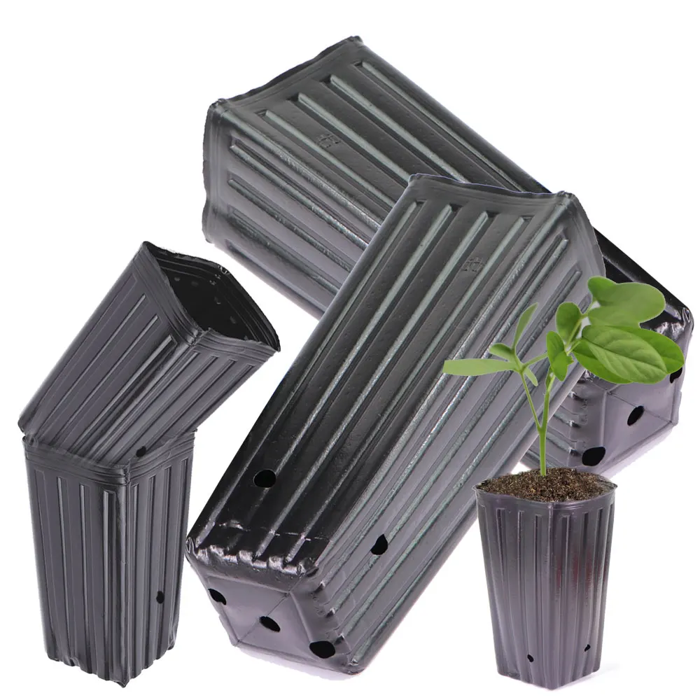 Hoher quadratischer Pflanzbecher für Sämlinge, verdickter schwarzer Kunststoff, geschmeidiger, atmungsaktiver Kindergarten-Topf für Gartenbaumtransplantation, Wachstumsbeutel Image