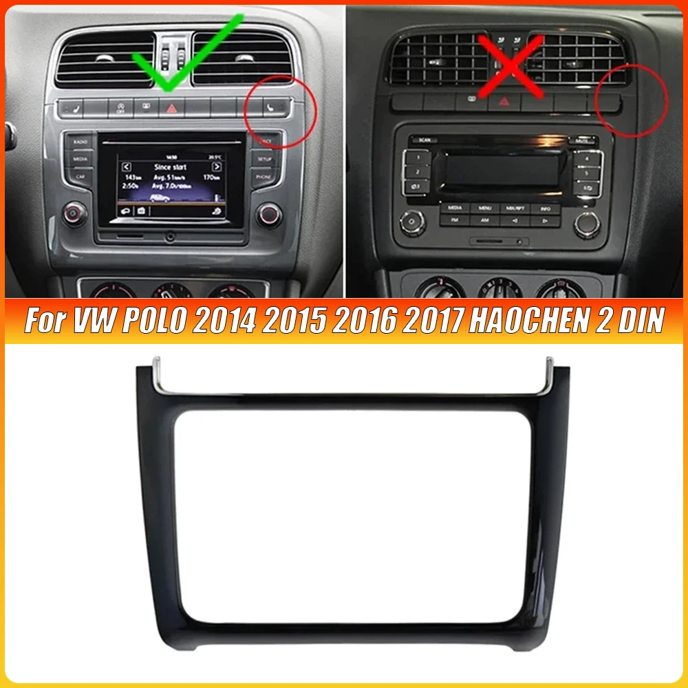 Autoradio installieren Dash Panel Umrüstung Rahmen Kit für VW POLO 2014 2015 2016 2017 2 DIN Audio Fascia Trim Lünette Frontplatte Image