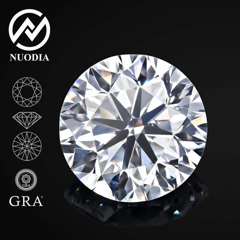 GRA-zertifizierter, superweißer D-Farb-Moissanit-Stein, runder Schliff, 5,0 mm bis 12,0 mm, VVS1-Pass-Diamanttester mit Zertifikat Image