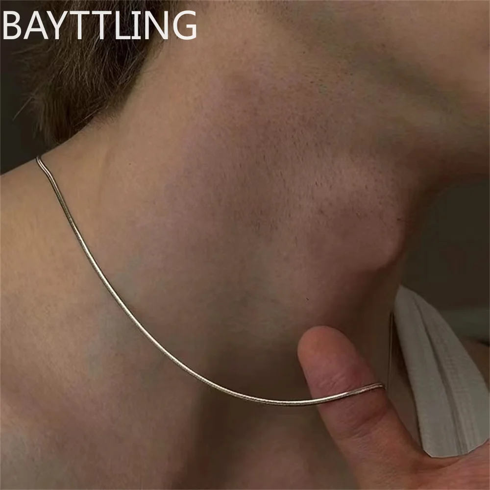 Großhandel 1/2 mm 925 Sterling Silber Damen Schmuck Schlangenkette Halskette für Männer Einfache Grundkette Hip Hop Modeaccessoires Image