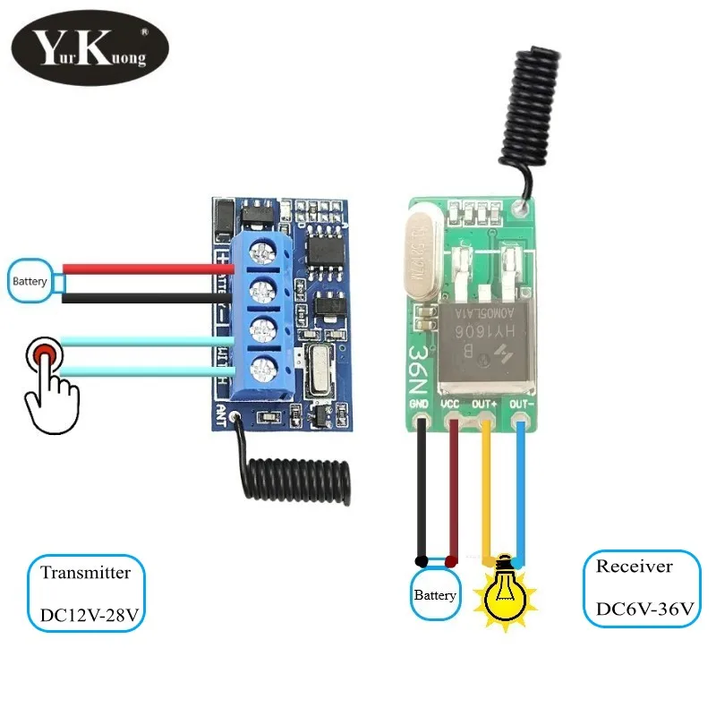 DC12V 14V 24V Externe Sender Platine stattdruckknopf Drahtlose Fernbedienung Schalter Empfänger 12V 14V 18V 24V 28V 30V Image