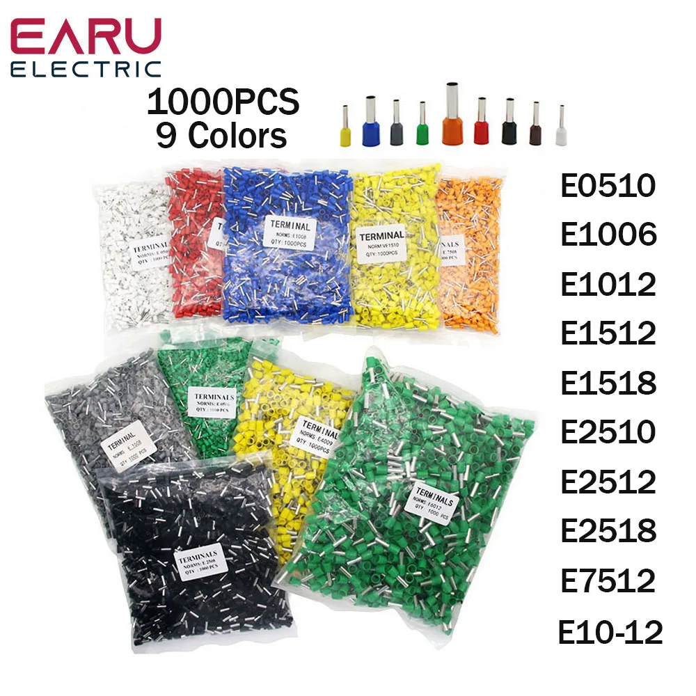 1000 Teile/paket E1518 E1012 E1512 E10-12 7512 Isolierte Aderendhülsen Terminal Block Kabel Ende Draht Stecker Elektrische Crimp Terminator Image