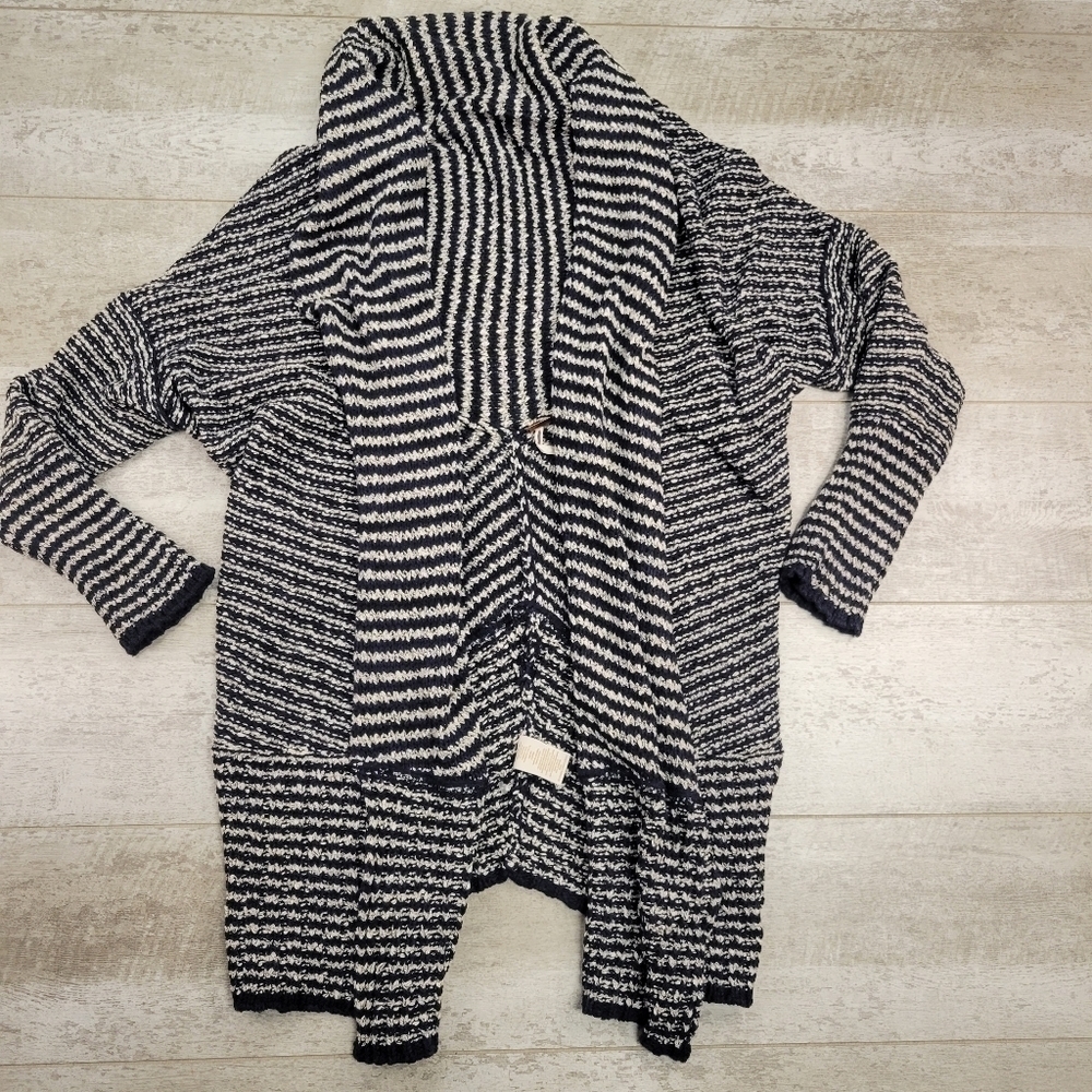 Free People Sweaters | Free People Amoudi Cocoon Cardigan Striped Sweater Size Large | Color: Blue/White | Size: L