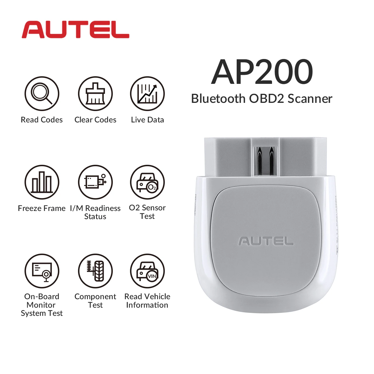 Autel MaxiAP AP200 Scanner OBD2 Bluetooth Wireless, Lettore di Codici OBDII, Strumento Diagnostico Auto con Diagnostica Completa del Sistema e 19 Funzioni di Reset