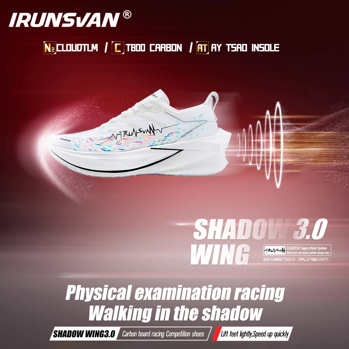 IRUNSVAN 2025 Shadow Wing 3.0 Full Palm T800 Carbon Board Laufschuhe Atmungsaktive und langlebige Sportschuhe für Männer und Frauen