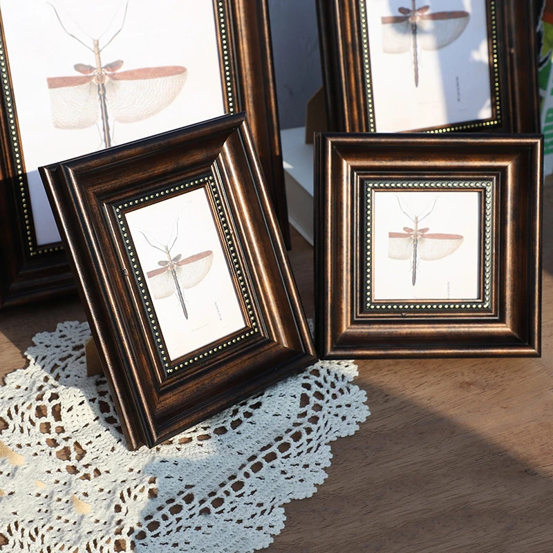 Vintage-Fotorahmen im europäischen Stil mit kostenlosem Fotodruck, eleganter Tisch-Displayrahmen, 6, 7, 8, 25,4 cm, A4-Bilderrahmen, Heimdekoration Image