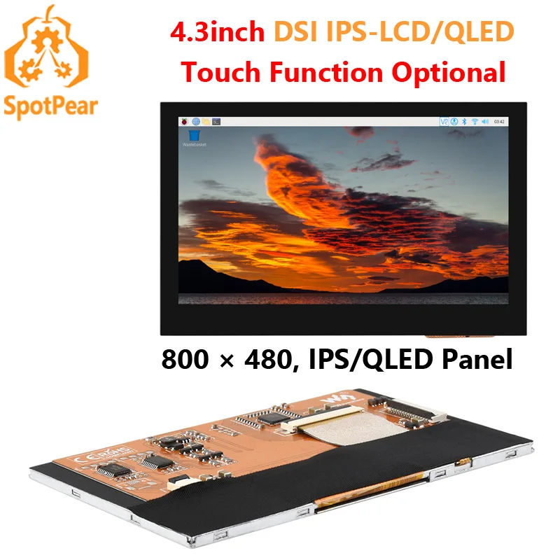 Raspberry Pi 4,3 Zoll DSI IPS-LCD/QLED-Display MIPI 800 x 480 optionaler Touchscreen/No-Touch Image