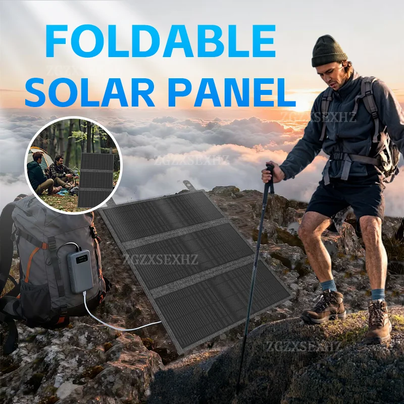 300W tragbares Solarpanel, USB-Ladegerät, faltbares Set für Mobiltelefone, faltbare Outdoor-Camping-Powerbank zum Aufladen von Telefonen und Akkus Image