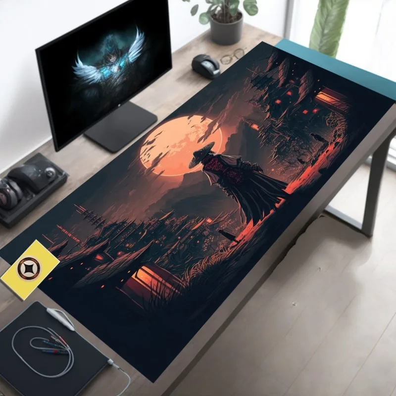 Posta pokal yp tische japanische Mondlicht Samurai Mauspad traditionelle japanische Landschaft Schreibtisch matte dunkle ästhetische Schreibtisch Pad Mauspad Image