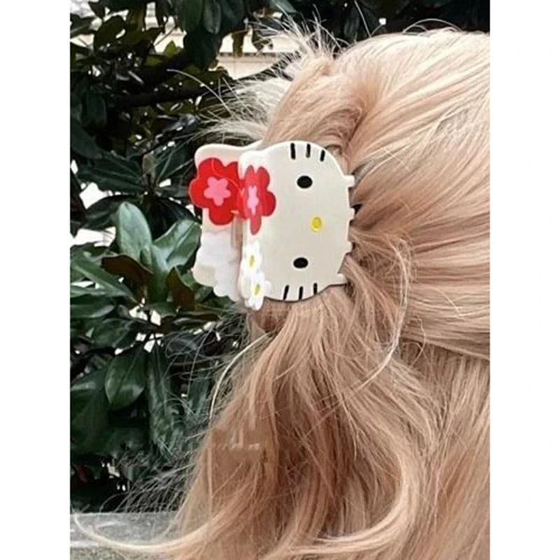 Sanrio Hello Kitty Haarnadel Klaue Klemme Kawaii Zubehör Hello Kitty Things Y2K Mädchen Haarnadeln Weibliche Cartoon Figur Zubehör