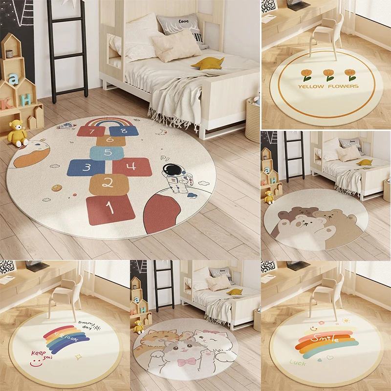 Lustiger und lehrreicher Hopscotch-Spielteppich für Kinder, niedlicher Cartoon-Stil, Schlafzimmerteppich, weicher, rutschfester Kinderzimmerteppich, schmutzabweisend Image