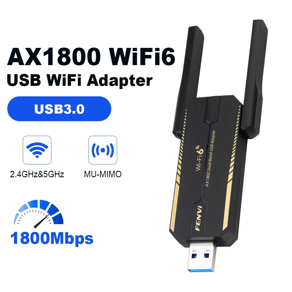 AX1800 WiFi 6 USB-WLAN-Adapter 802.11AX USB3.0 WLAN-Adapter Ethernet-Karte Dual Band 2,4G/5GHz Laptop PC für Win10/Win11 Image