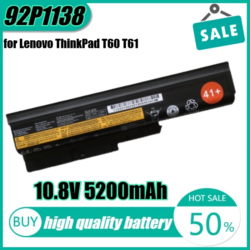 10,8 V 5200 mAh 92P1138 Laptop-Akku für Lenovo ThinkPad T60 T61 R500 T500 W500 SL500