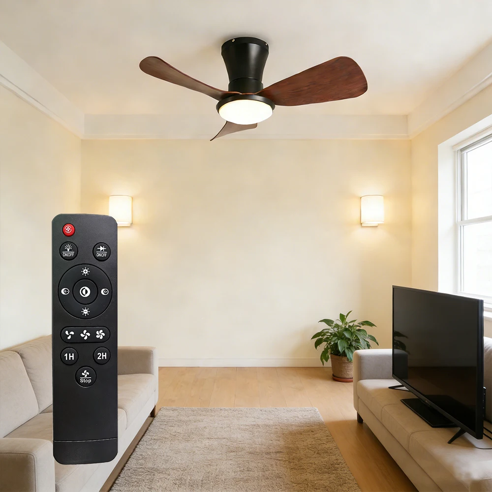 Deckenventilator mit Licht - 24 Zoll Deckenventilator mit Beleuchtung und Fernbedienung, Deckenventilatoren mit 3 Flügeln, 6 Windgeschwindigkeiten