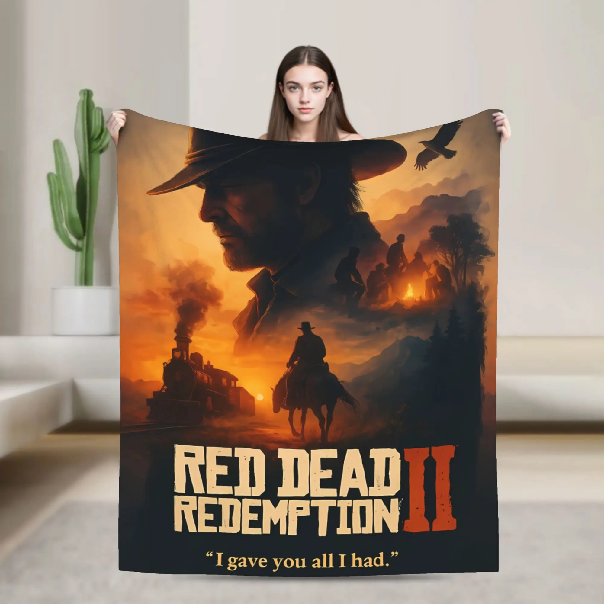 Red Dead Redemption 2-Decken, hochwertige, weiche, warme Bettwäsche, Überwürfe, Winter, Mädchen, Jungen, Heimdekoration, Muster, Tagesdecke Image