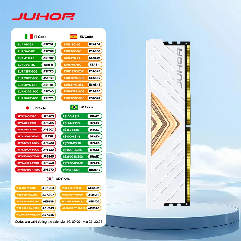 JUHOR RAM DDR5 16 GB 5600 MHz 6000 MHz 4800 MHz DIY Computer Gaming Desktop-Speicher Image