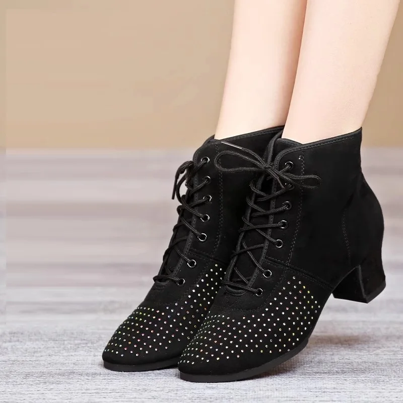 Leinwand Tanz Schuhe Für frauen Square Dance Stiefel Sailor Kurze Stiefel Frau Turnschuhe Oxford Frauen Schuhe Diamant Jazz Dance Schuhe