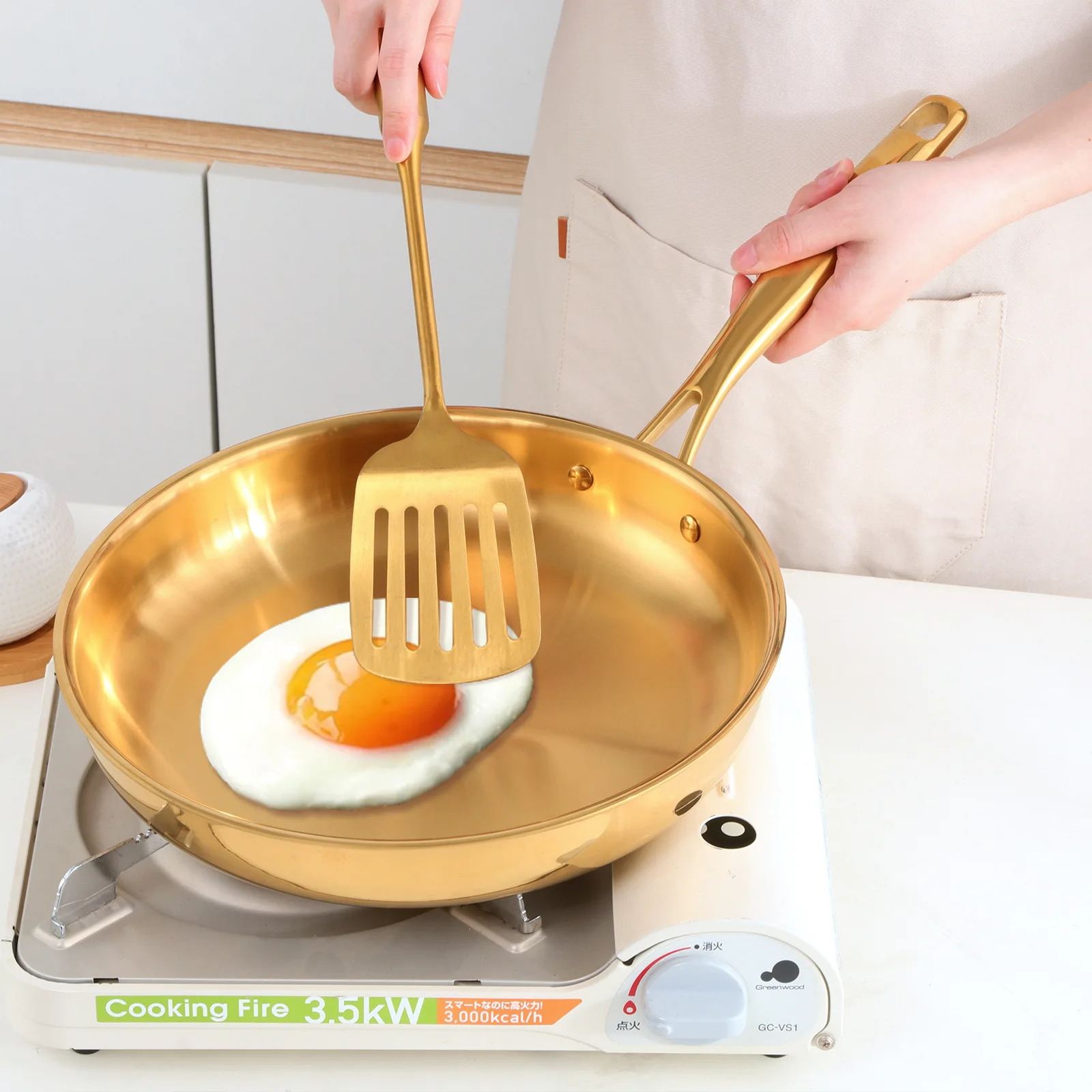 304 Edelstahl 28 cm Bratpfanne Hochwertige Pfanne Gebratenes Steak Antihaft-Pfanne Allzweck-Induktionsherd Wok Kochgeschirr Image