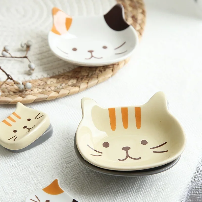 Japanische Nette Katze Gericht Kreative Keramik Gewürz Gericht Porzellan Tauch Untertasse Platte Snack Platte Küche Liefert Geschirr Image