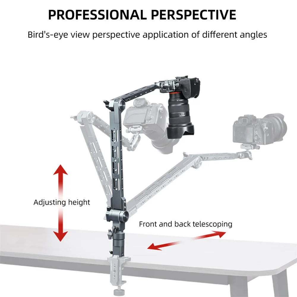 LEAPLIGHT Stabiler Magic Arm-Overhead-Ständer mit 1/4 Zoll Arca C-Clamp Nato-Gelenkarm, Desktop-Halterung für Kamerahandy/iPad-Tablet Image